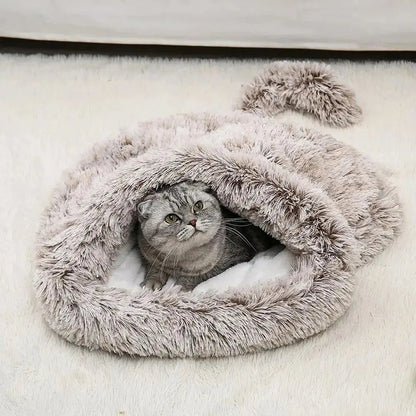 CozzyZoo | Cozy Plush Pet Hideaway Bed - Warm Winter Cat & Dog Sleeping Bag 🐶🐱 pets home