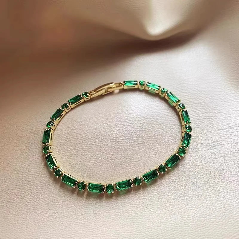 French Luxury Green Zircon Bracelet