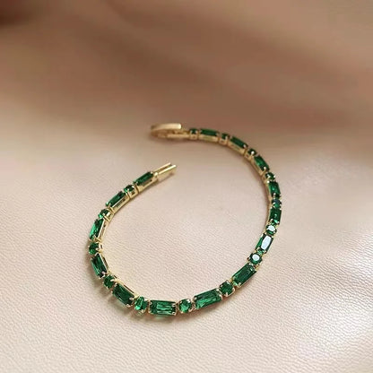 French Luxury Green Zircon Bracelet