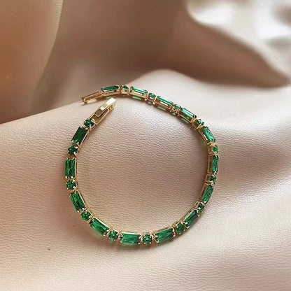 French Luxury Green Zircon Bracelet