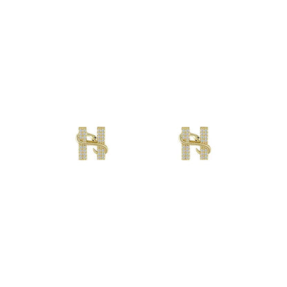 "Design Sense Gold Color Snake Wrapped Letters Stud Earrings"
